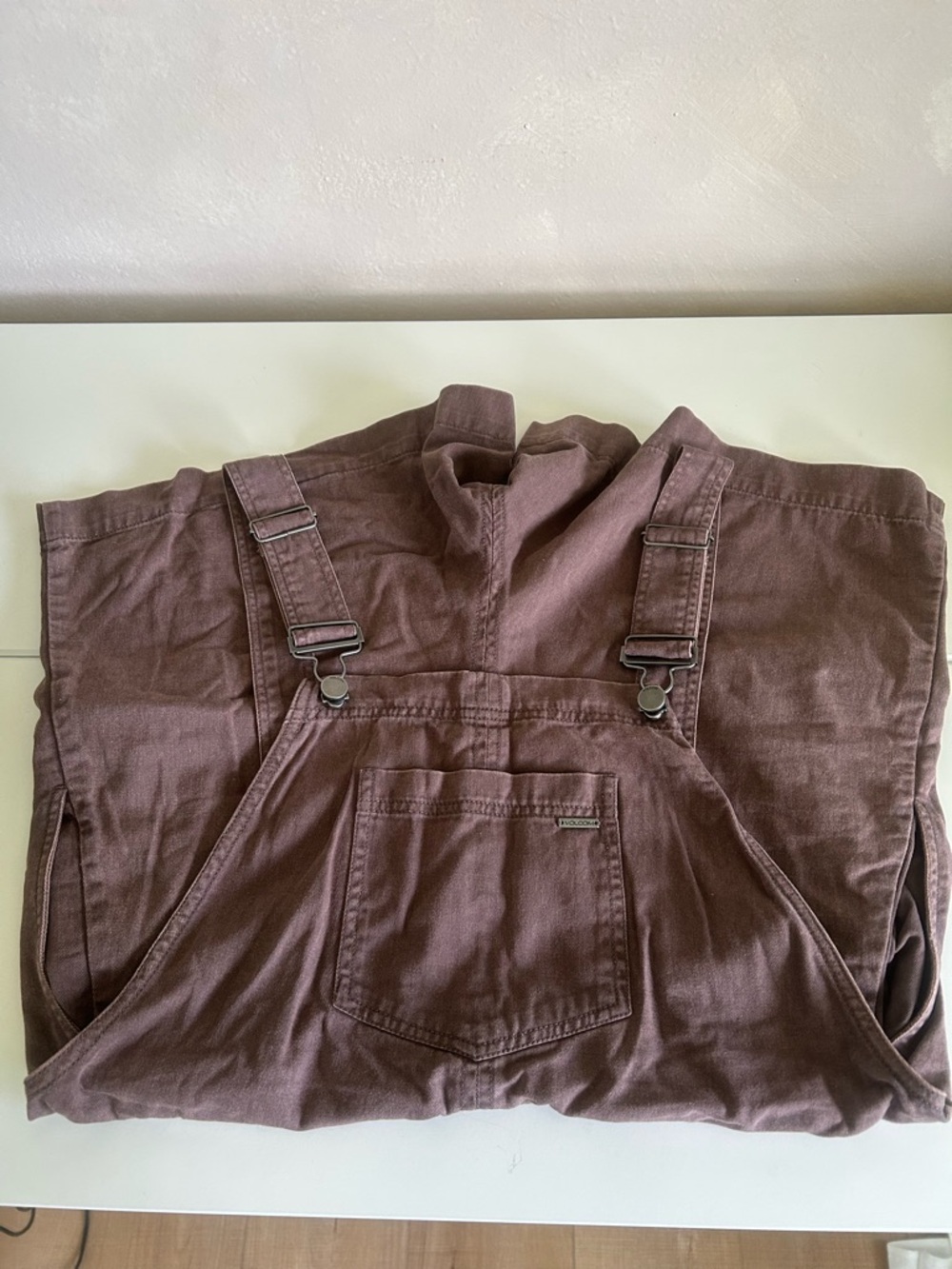 Volcom Mauve Brown Cotton Overalls with Front Pocket